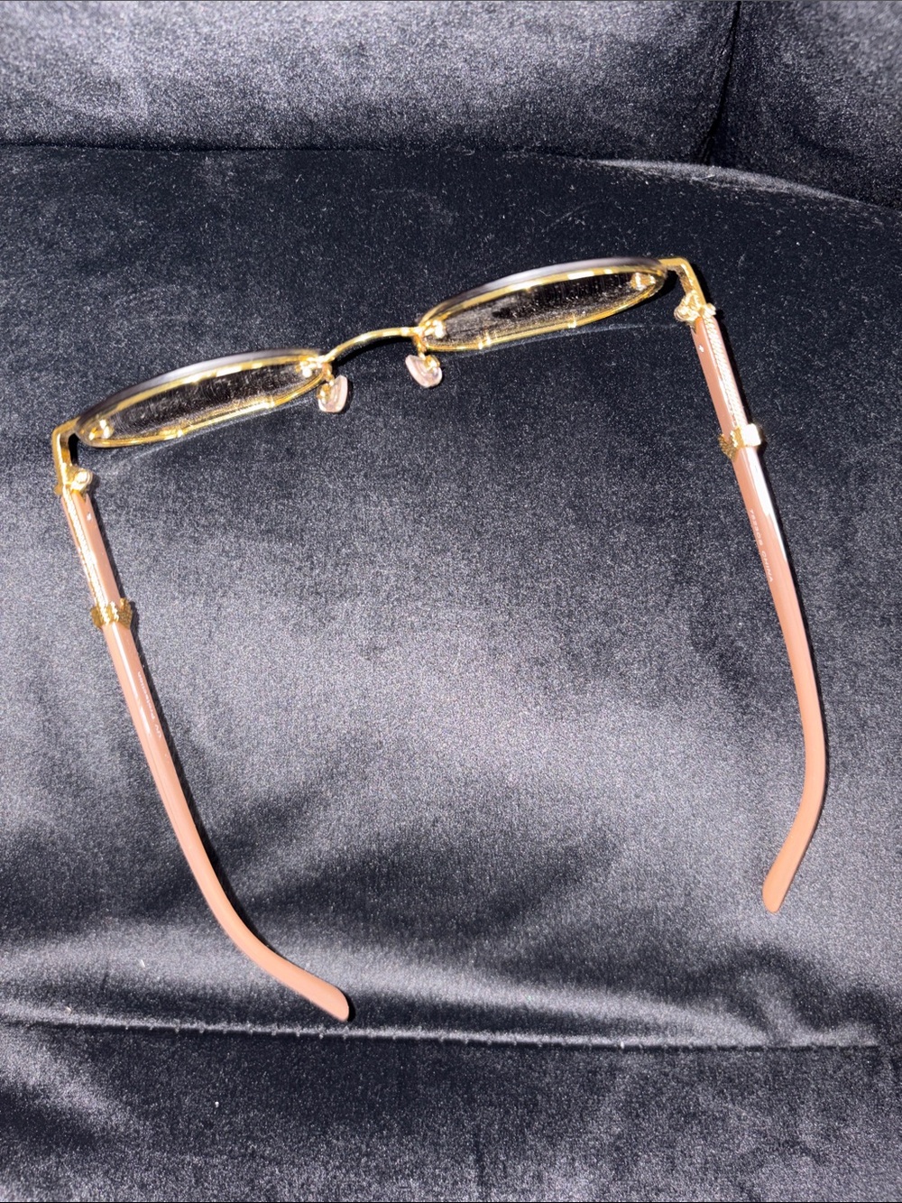 Brown Gradient Round Sunglasses with Gold Accents GLAMORE Retro Cut Out Frame - Picture 5 of 5